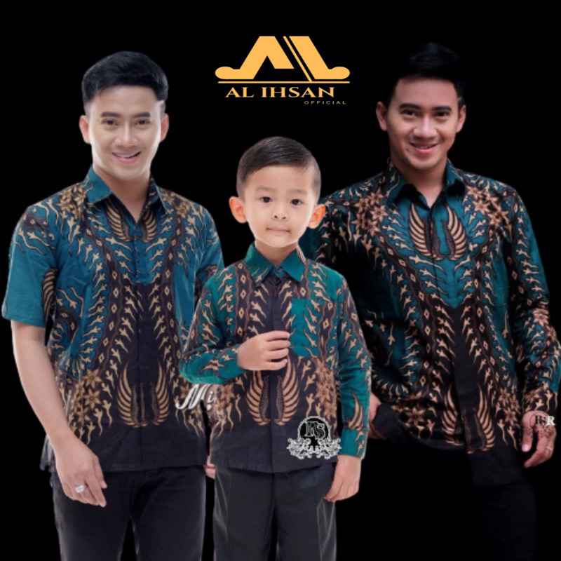 TERBARU Couple sweet || couple batik ayah dan anak cowok BATIK Bernekel Hijau