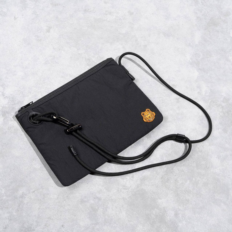 Original Kenzo Tiger Crest Small Nylon Pouch / Clutch Bag / Pochette with Strap
