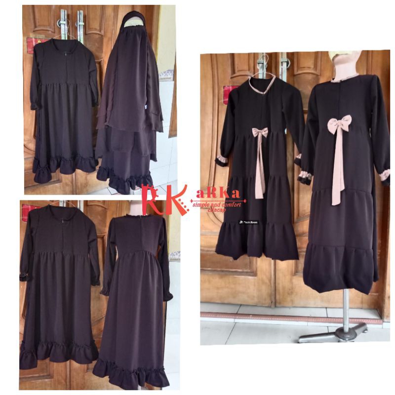 Gamis cokelat tua setelan safar anak bannat/gamis syar'i cadar safar
