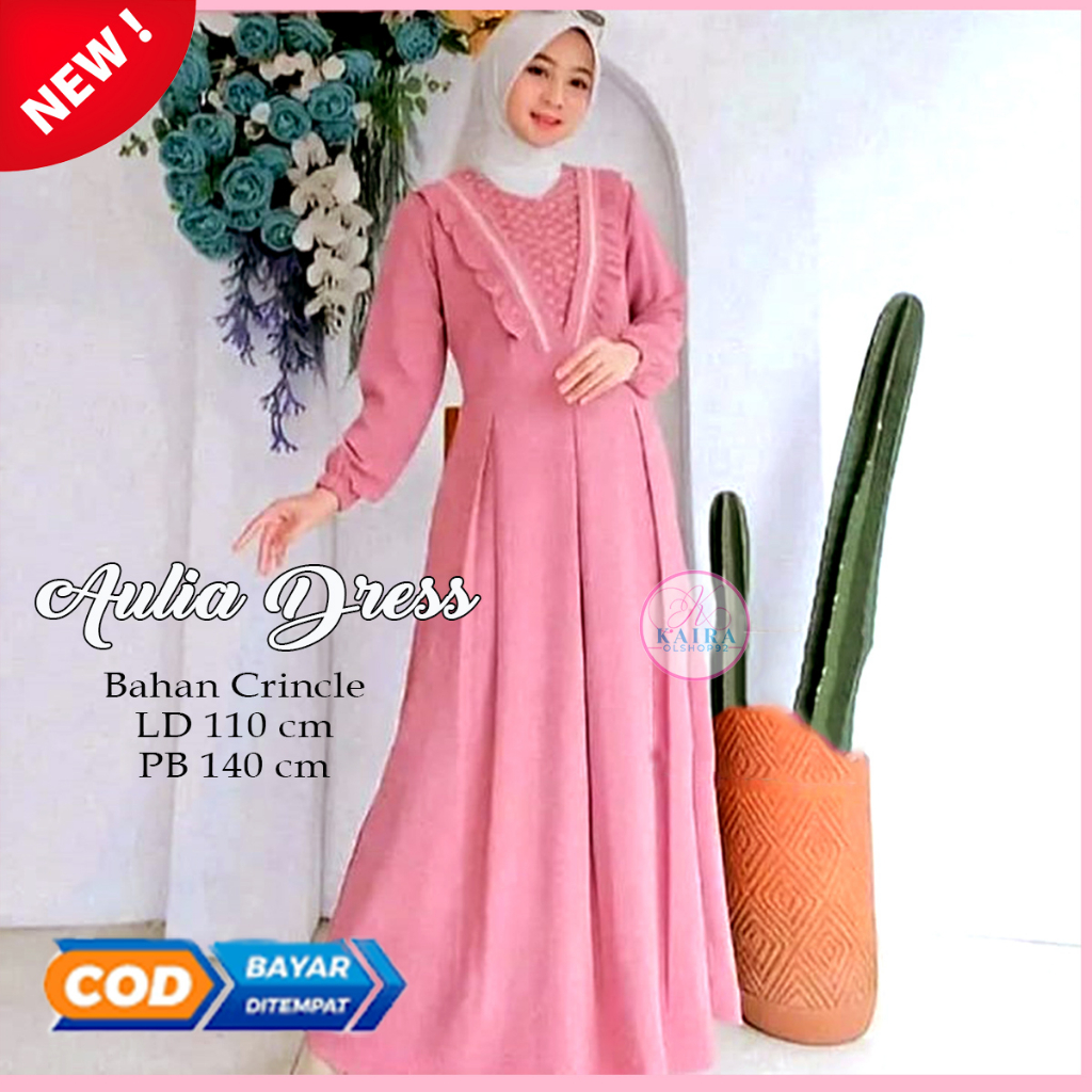 Aulia Dress Gamis Couple Set ibu dan Anak Terpisah Matt Cringkle busui Friendly bisa COD