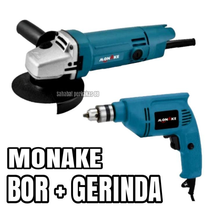 Paket Mesin gerinda Tangan/ Angle Grinder 4 Inch Dan Bor 10MM Variable Speed Bolak Balik Termurah Spt Makita