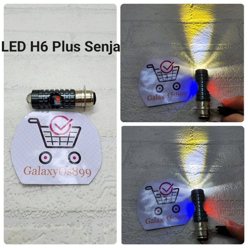 Lampu Led Utama Motor H6 Ac/Dc Hi lo Putih-kuning + Senja Biru-merah Universal Bebek Matic - Led Laser Utama H6