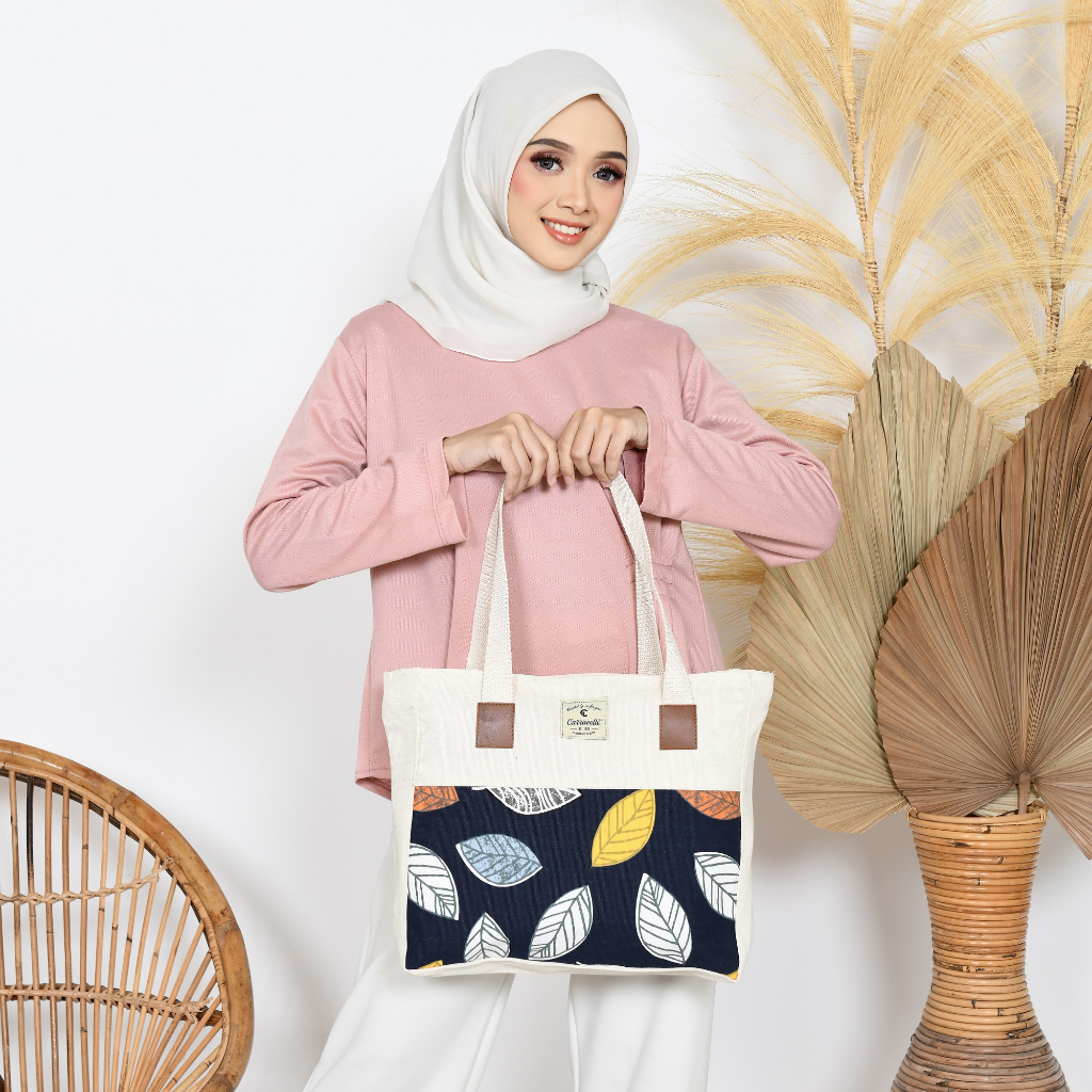 Tas Tote Bag kuliah wanita Aesthetic resleting bahan kanvas sueding corduroy polos dan canvas motif bisa custom untuk nudie bag seminar gift dan souvenir perempuan