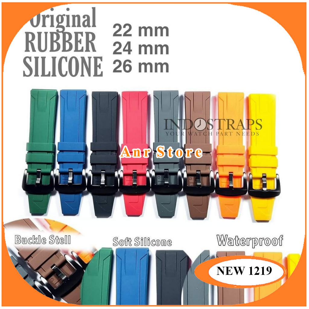 Tali Jam Tangan Soft Rubber Silikon 22 24 26 mm