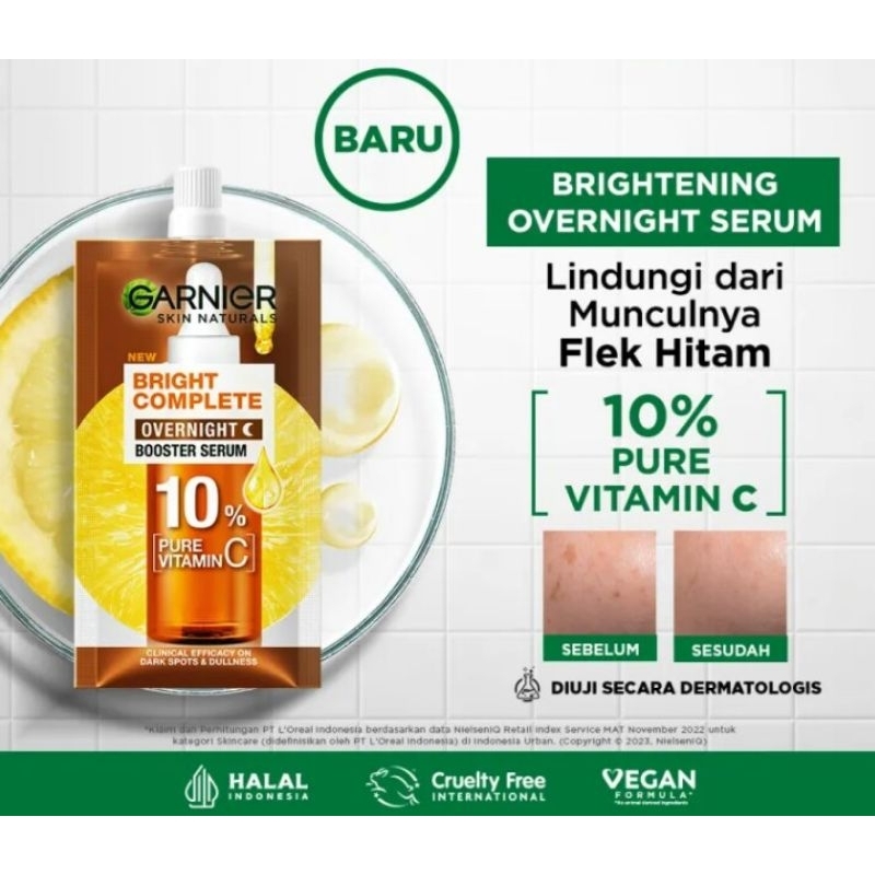 GARNIER BRIGHCOMPLETE OVERNIGHT SERUM VITAMIN C 7.5ML