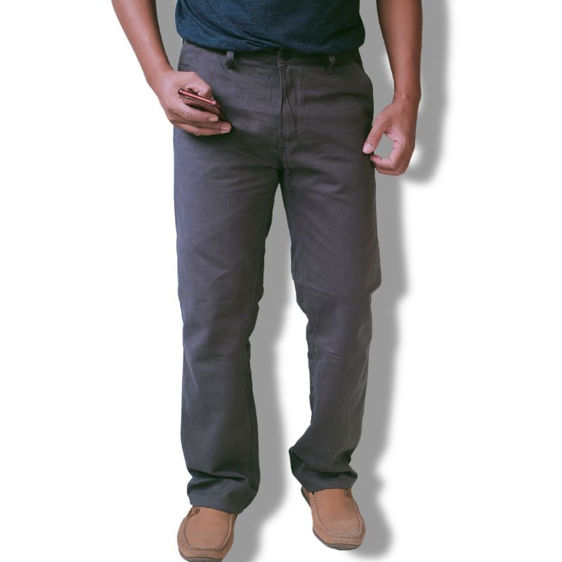 Celana Chino standar 28-50 original Gheto Dark grey