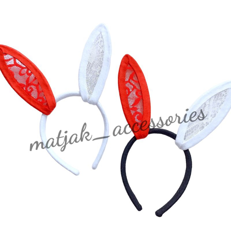 Bando Bendera Merah Putih Buny Lace Indonesia Bando Kelinci Renda Buny Lace Atribut Perlengkapan Lomba Hari Kemerdekaan