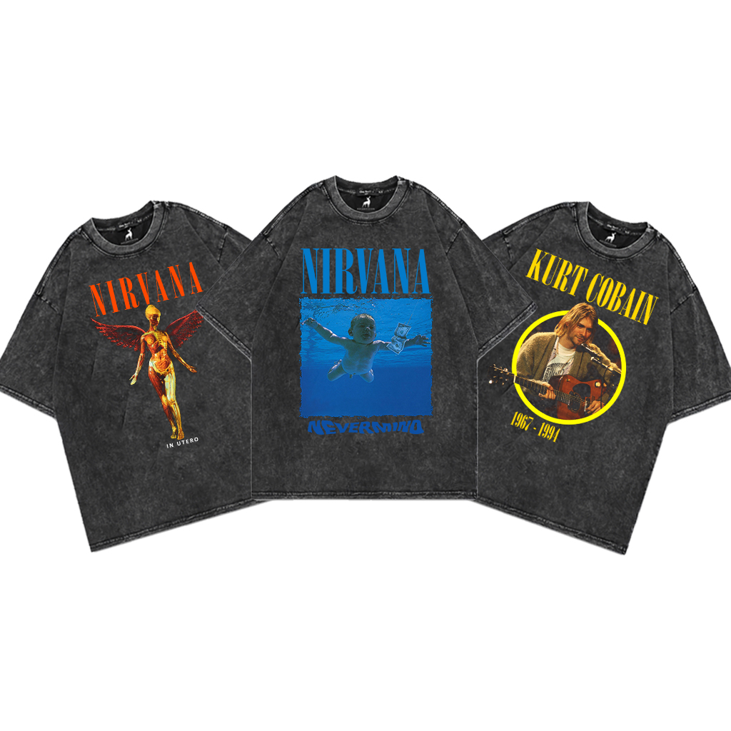 PolarVision T-shirt Nirvana Musik Band Washed Oversize