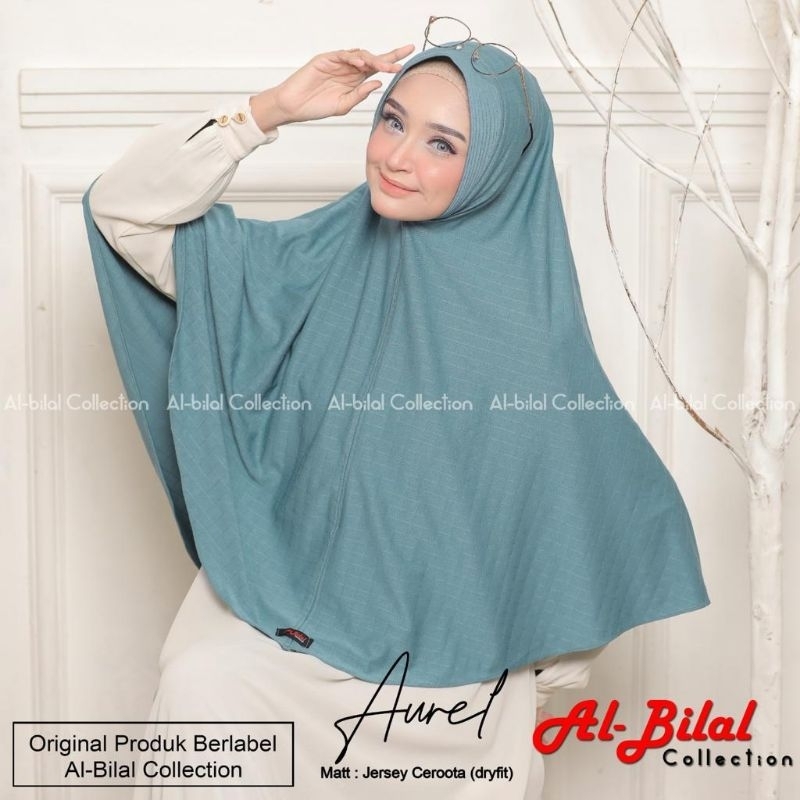 (Al Bilal Hijab) AUREL XL •jilbab instan jumbo jersey ceroota dryfit•hijab instan pet syari motif