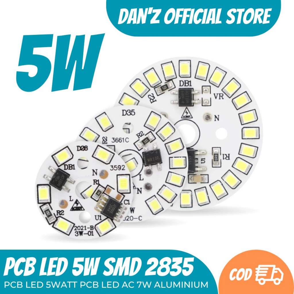 PCB LED 5W SMD 2835 PUTIH 6500K PCB LED AC 5WATT PCB LED AC 5W ALUMINIUM