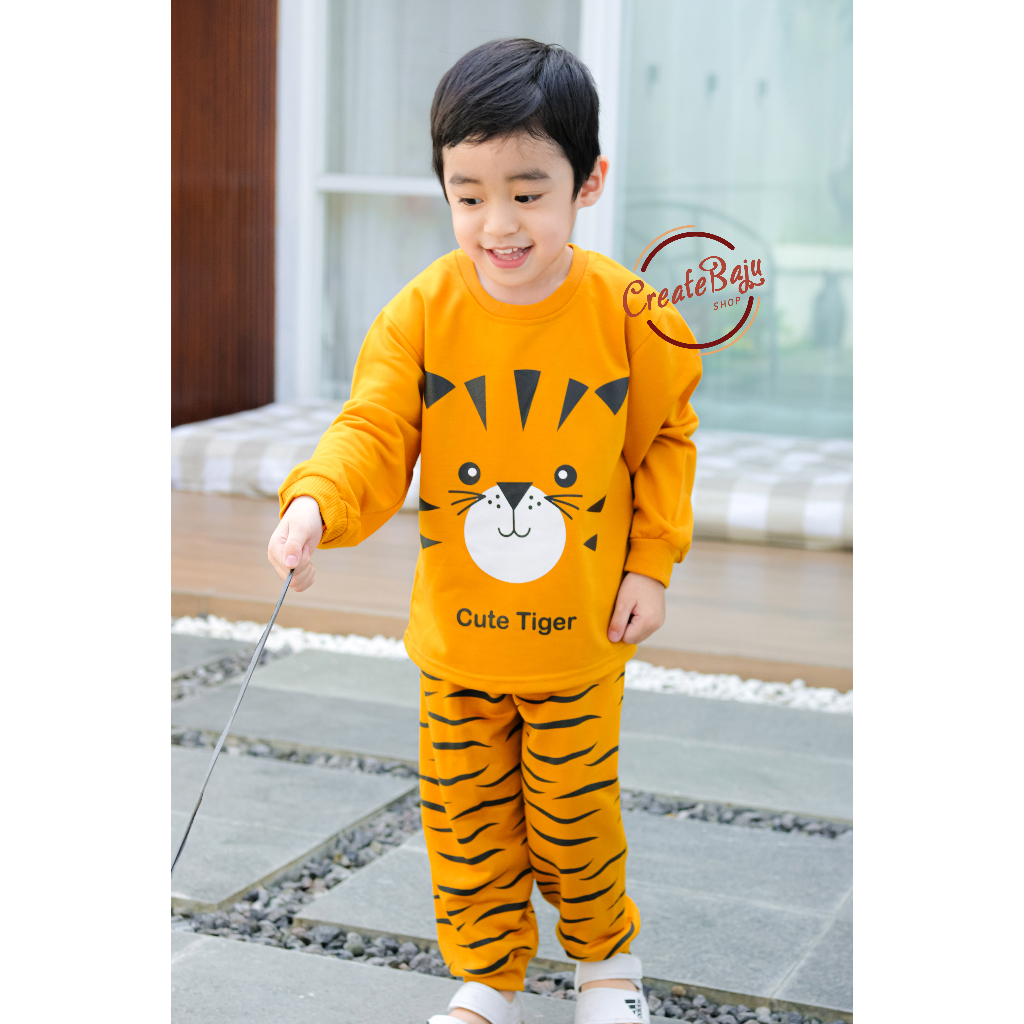 PIYAMA ANAK LAKI MOTIF CUTE TIGER 1-7 TAHUN BAJU TIDUR ANAK LENGAN PANJANG TERMURAH