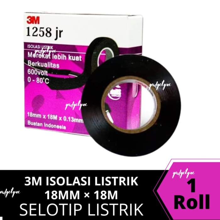 

isolasi listrik 3M solasi listrik kabel hitam scotch tape 1238JR selotip kabel 3M original murah
