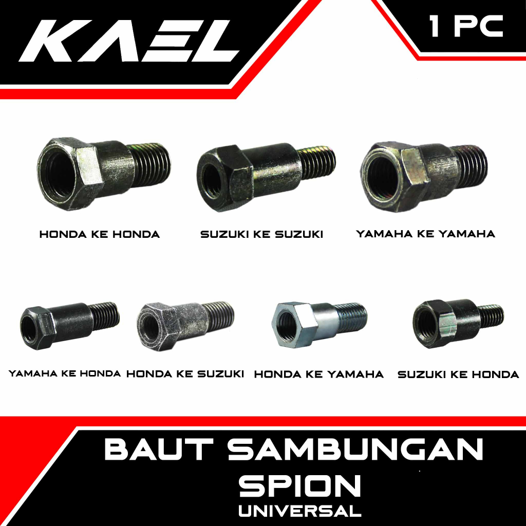 Baut Sambungan Spion Universal Honda 12-14 M10-M8 Drat Kiri Drat Kanan Baud