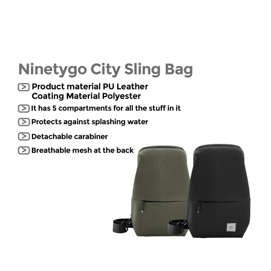 90 NINETYGO City Sling Waist Bag Travel Tas Selempang Crossbody Backpack Universal Casual Unisex Pria Wanita Anti AIr