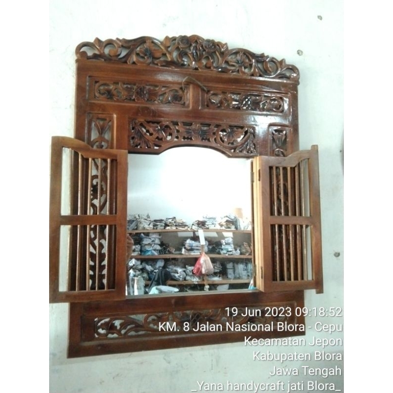 kaca cermin krepyak tolak balak bhn jati