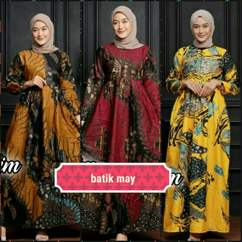 GAMIS BATIK TERLARIS||ORI PEKALONGAN||Gamis Batik (COD) MANGGAR Gamis Batik Pesta Model Terbaru