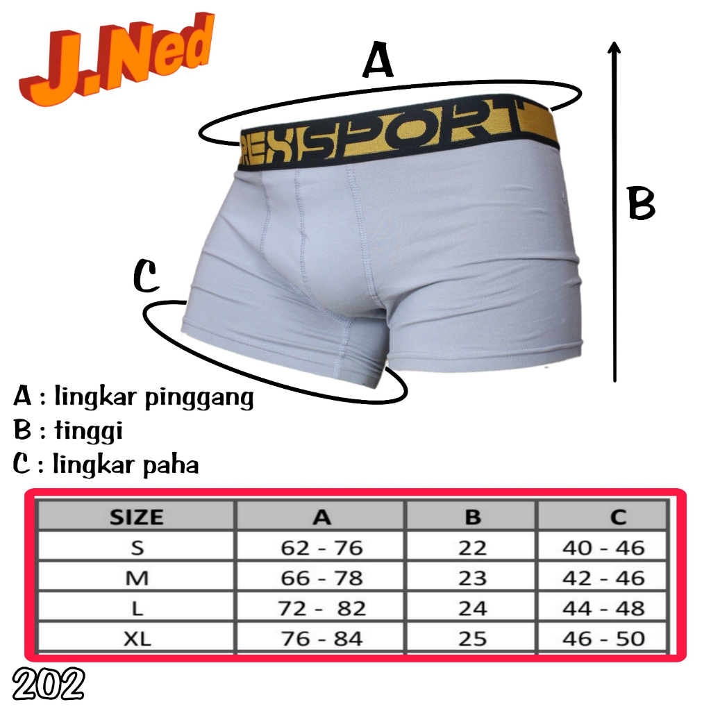 J202T - PER BOX ISI 3 PCS CELANA DALAM BOXER PRIA SOREX SIZE S - XL