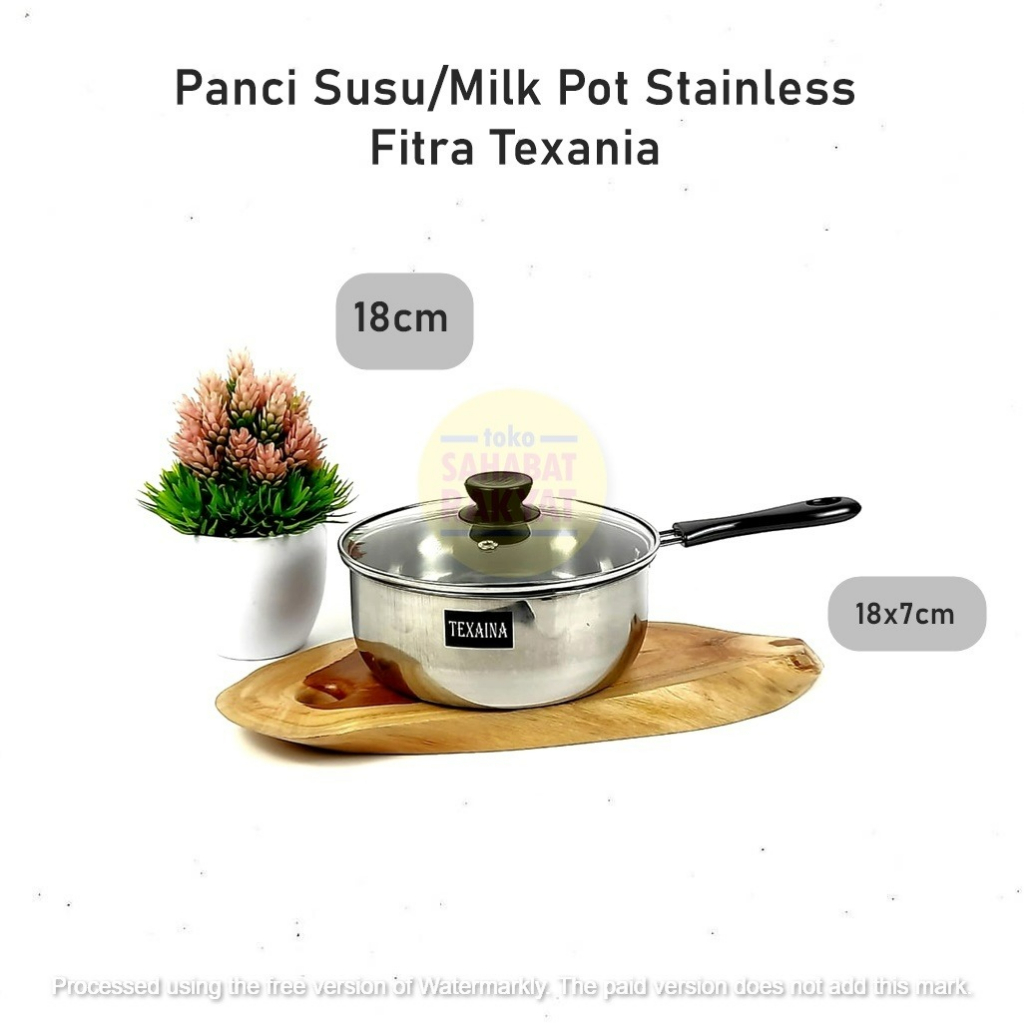 Panci Susu Milk Pot Stainless Fitra 18cm Tutup Kaca Texania