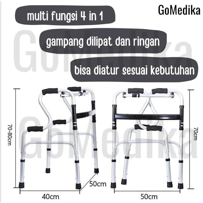 Alat Bantu Jalan MultiFungsi 5in1 Walker Jalan + Commode Chair Kursi BAB