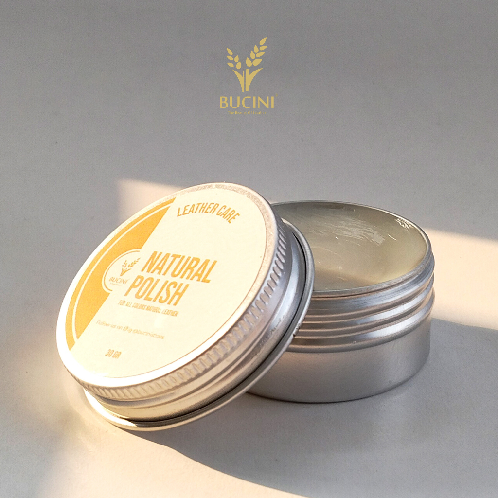 BUCINI Semir Sepatu Tas Dompet Kulit NATURAL POLISH Semir Perawatan Produk Kulit