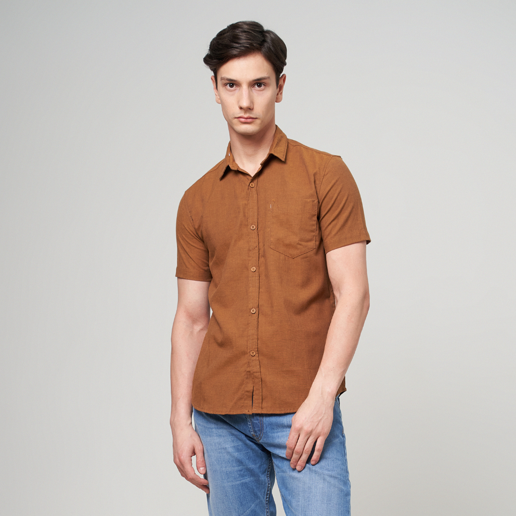 GABRIELLE Kemeja Polos Pria Lengan Pendek Reguler Fit BABC135G1222