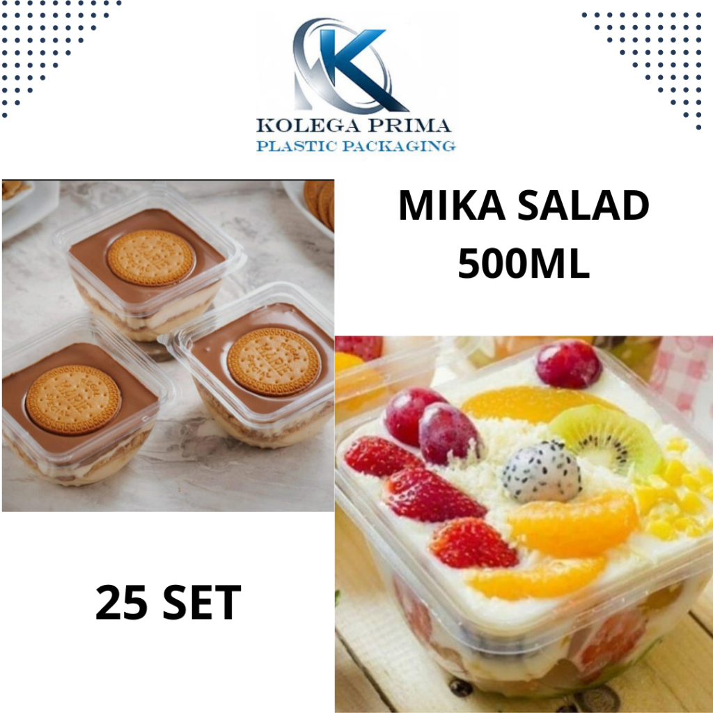 MIKA SALAD BUAH MURAH 500ML/ MANGKOK ES KEPAL MILO/ DESSERT BOX MURAH ISI 25PCS