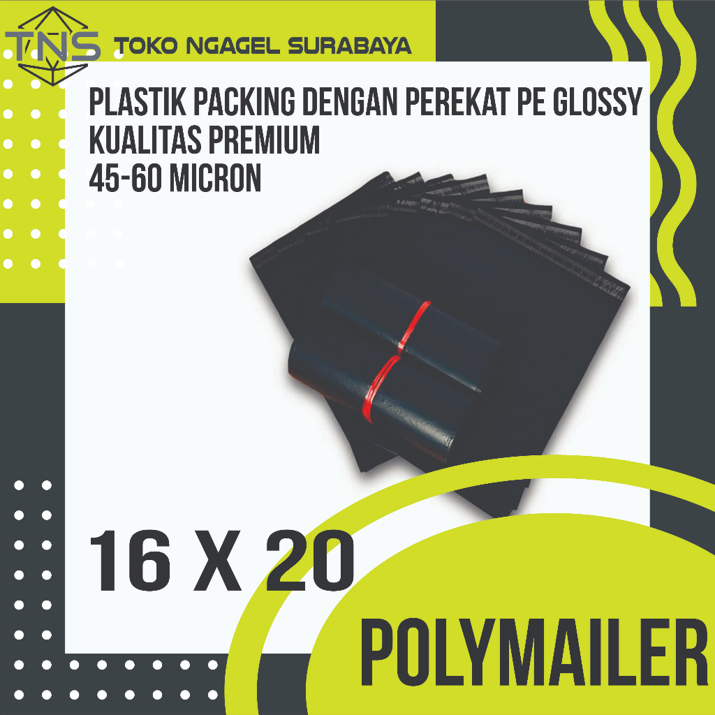 

[Toko Ngagel Surabaya] POLYMAILER 16 X 20 CM PREMIUM HITAM PE GLOSSY PLASTIK PACKING / PACKAGING / BUNGKUS PAKET ONLINE SHOP OLSHOP