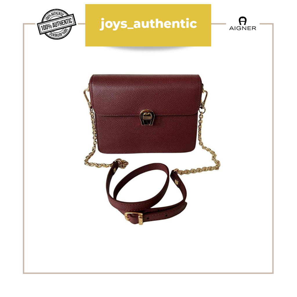 Tas Wanita Aigner Genoveva Crossbody Burgundy Woman Bag Authentic Original