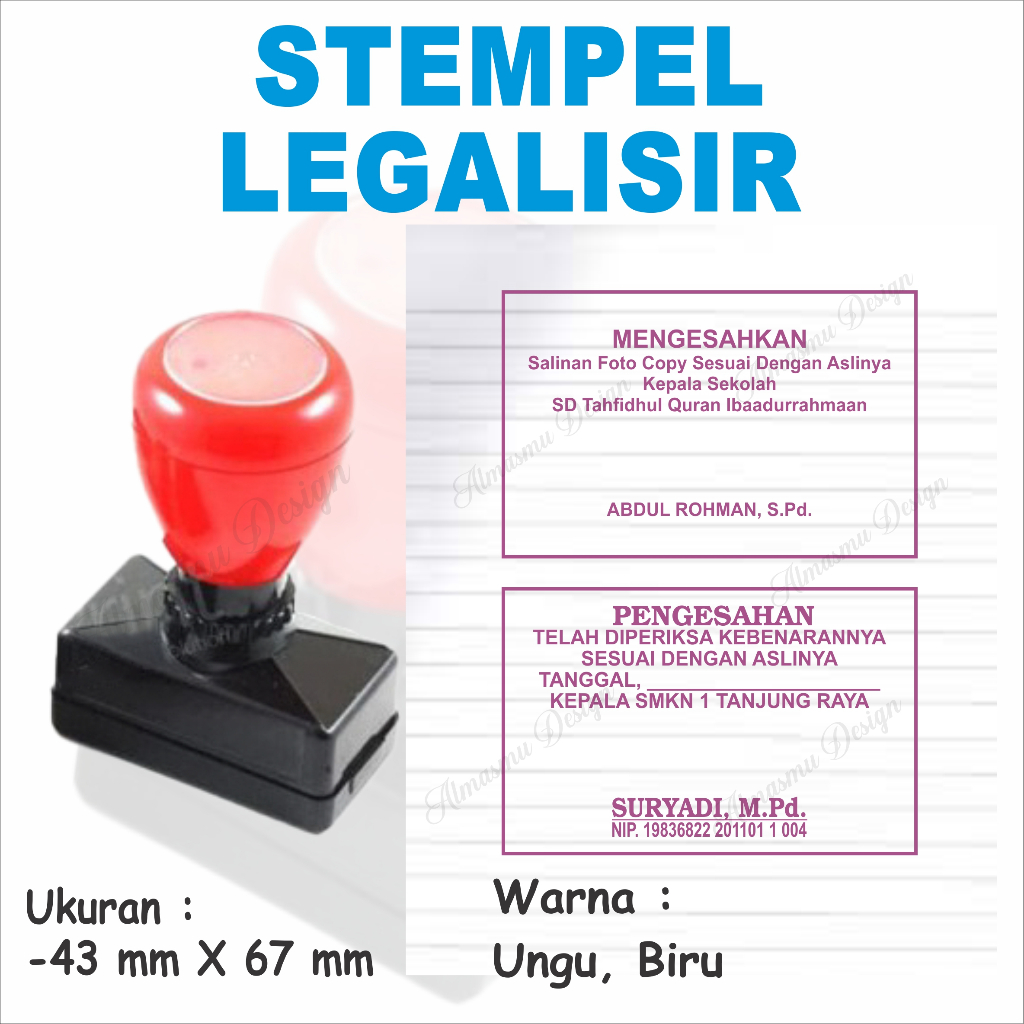 

Stempel Legalisir uk. 43 mm x 67 mm