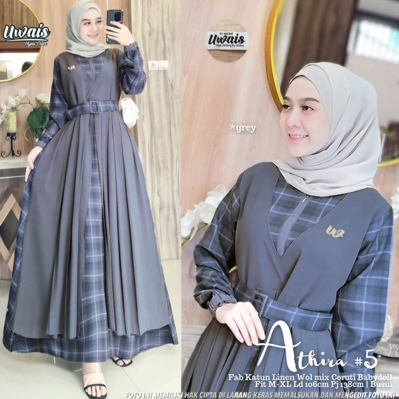 Gamis Athira Maxy Kotak || Realpict (COD Bayar Ditempat)