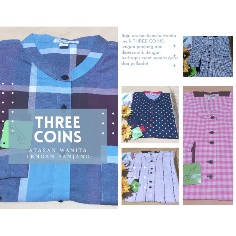 ATASAN WANITA LENGAN PANJANG THREE COINS | BAJU ATASAN WANITA LENGAN PANJANG KANCING DEPAN