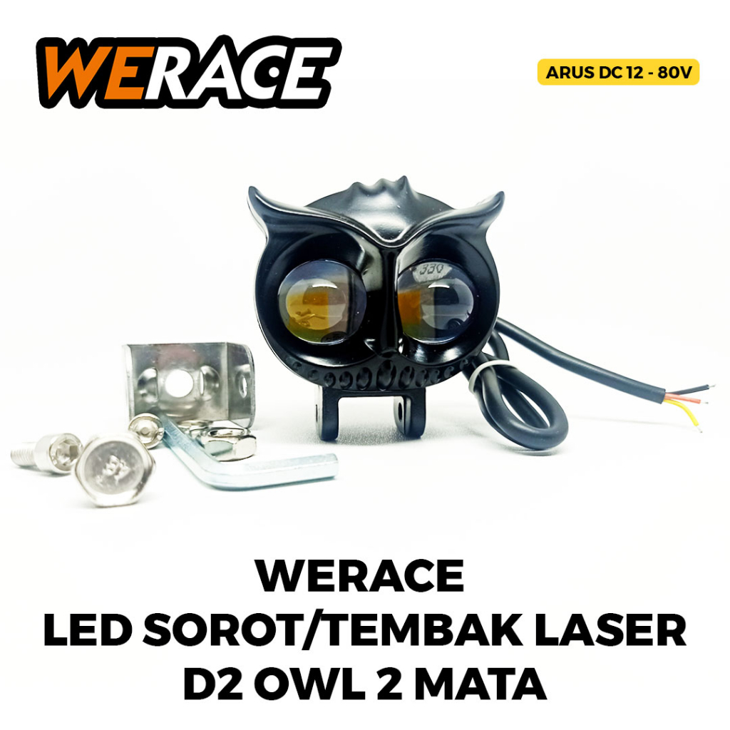 [WERACE] LAMPU LED SOROT/LAMPU TEMBAK OWL 3 MATA 3 MODE BODY BESI / OWL 2 MATA HORNED 40W D2