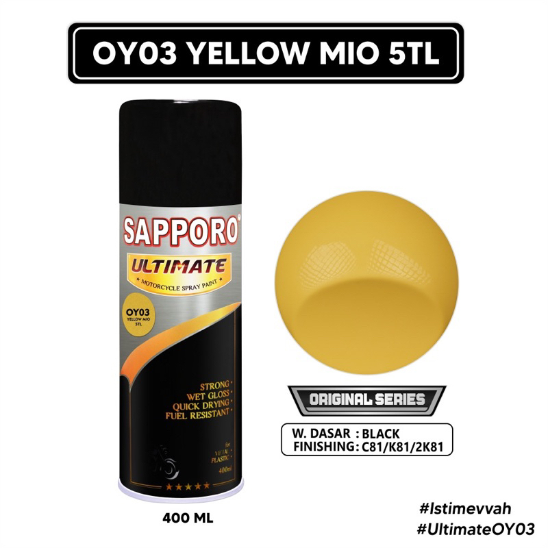 Sapporo Ultimate Mio Yellow 5TL OY03 / Mio Kuning 400 ml