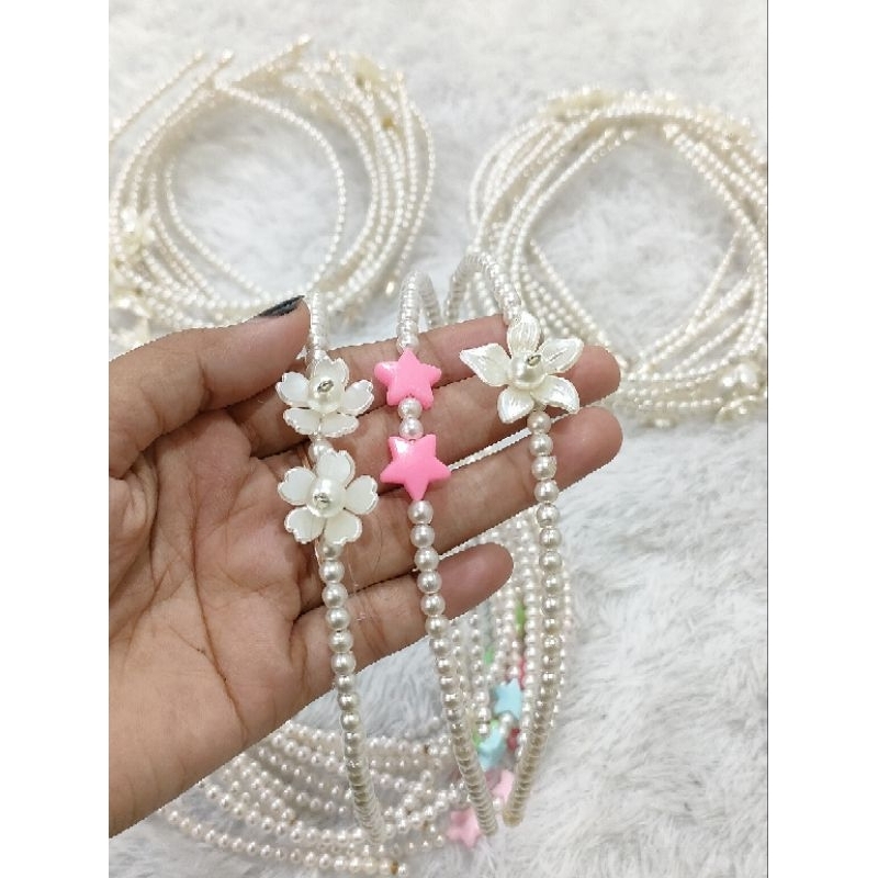 BANDO MUTIARA PUTIH MOTIF BUNGA / BANDO KOREA