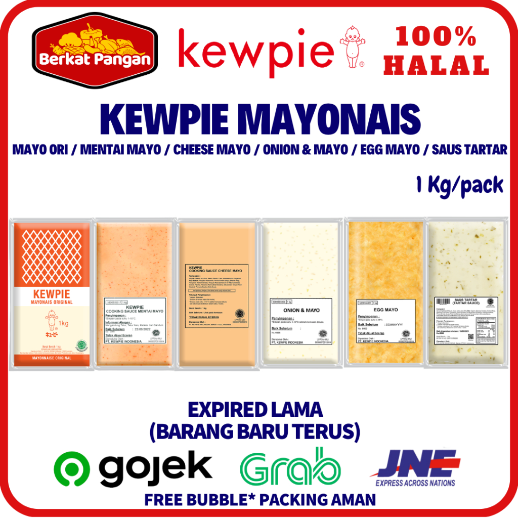 

KEWPIE Mayonais Original / Mentai Mayo / Cheese Mayo / Egg Mayo / Onion Mayo/ Saus Tartar 1 Kg
