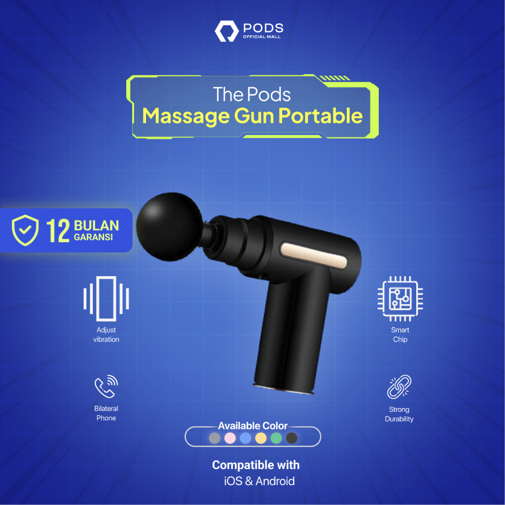 ThePods Massage Gun Mini Portable Fascia Gun - Alat Pijat Terapi Otot Elektrik Rechargeable by PodsIndonesiaa