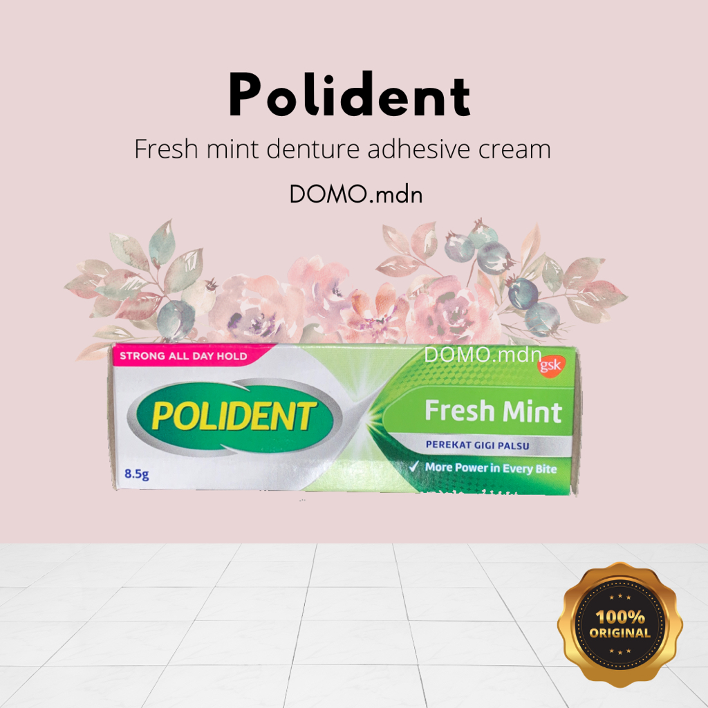 POLIDENT FRESH MINT DENTURE ADHESIVE CREAM 8,5gr lem perekat gigi tiruan