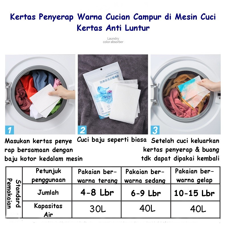 Laundry Detergent Sheets kertas mesin cucian anti luntur 24 lembar Kertas detergen Penyerap Warna Cucian Campur Anti Luntur Mesin Cuci 24 lembar