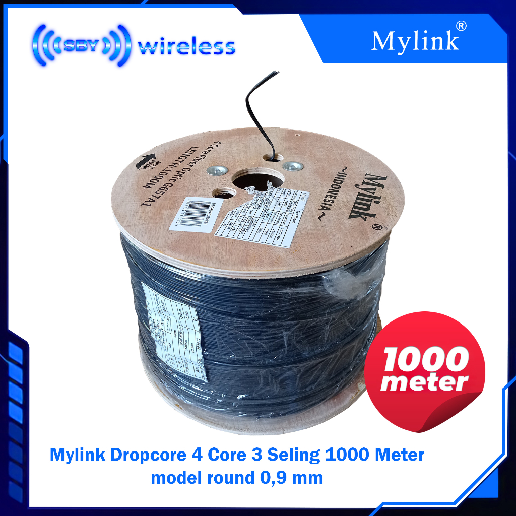Mylink Kabel FTTH Dropcore 4 Core 3 Seling 1000meter Fiber optic 1 Km