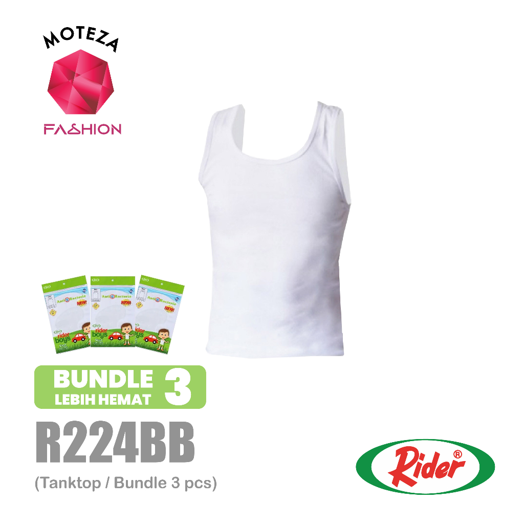 ISI 3 pcs - Kaos Dalam Singlet Anak Laki Katun - Rider Boys R 224 BB