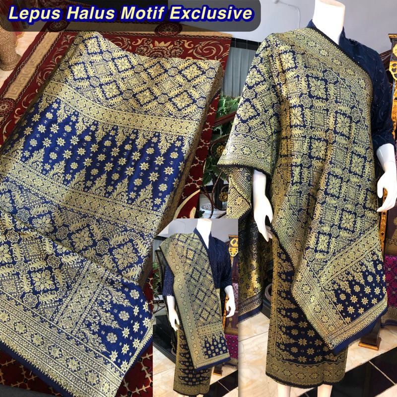 Songket Lepus Halus Gebeng Motif Exclusive /Biru Gold/ Songket tenun asli palembang /ilham songket p