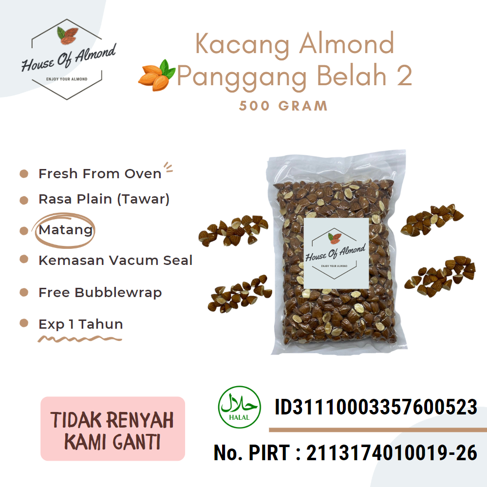

Kacang Almond Panggang (Belah 2) 500gr
