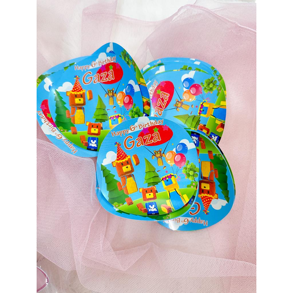 

Super Bear Advanture Sticker Birthday Souvenir Tempelan Ulang Tahun Hampers Pudding Tumpeng