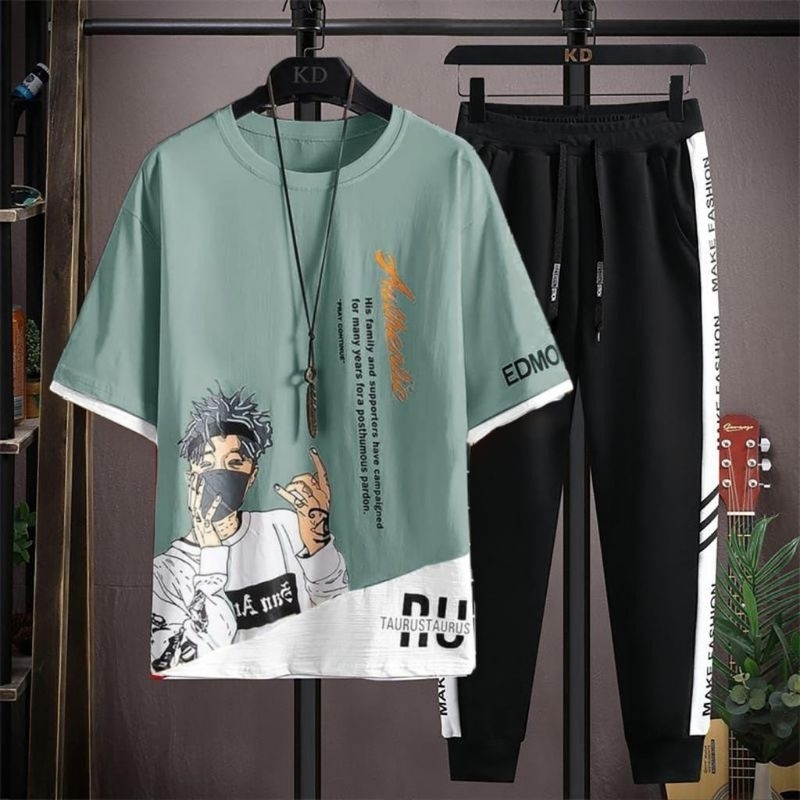 STELAN ( TAUKUAY ) STELAN PRIA DEWASA 1 SET KAOS DISTRO + CELANA PANJANG JOGGER MODEL TERBARU