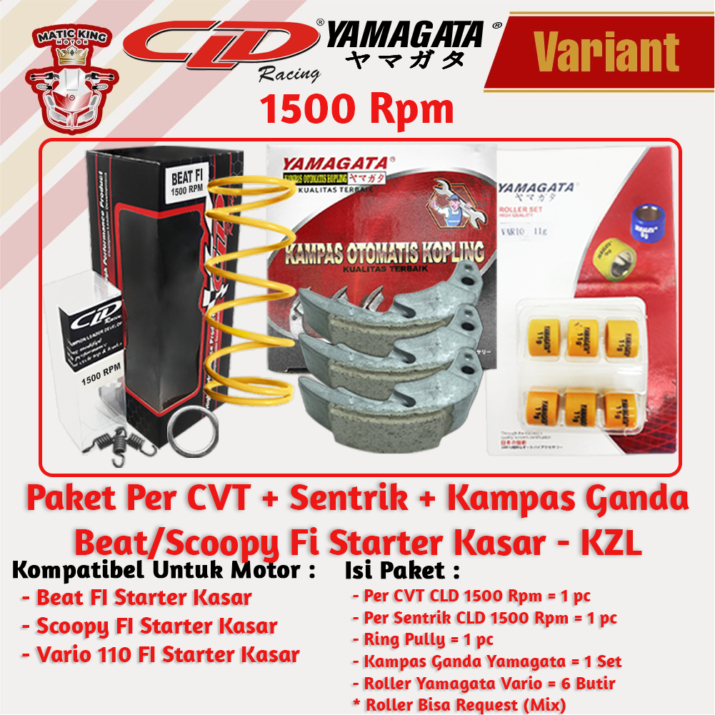 Paket Per CVT + Sentrik + Roller Kampas Ganda Honda Genio Beat Deluxe Scoopy New Vario Spacy 110 DAYTONA CLD YAMAGATA 1000/1500 RPM