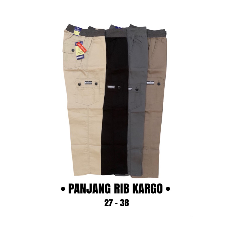 Celana Kargo Panjang Pria Jumbo Pinggang Karet Tali Original Premium