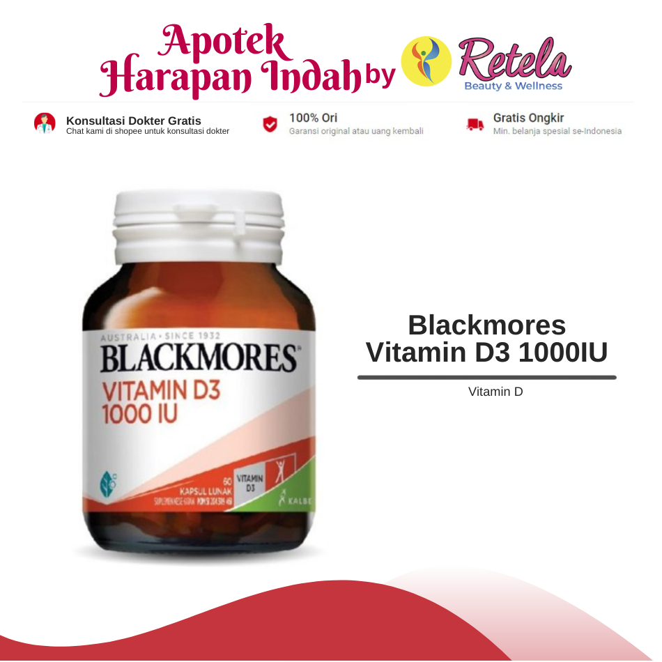 Blackmores Vit D3 1000IU 60 Kapsul