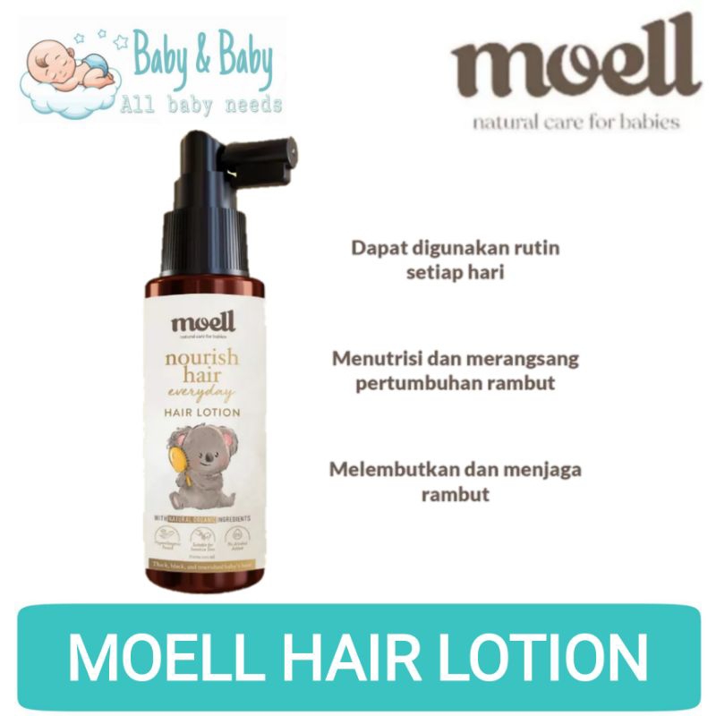 Moell Nourish Hair Everyday 100ml / Hair Lotion Bayi Dan Anak / Natural Organic / Alkohol Free / Menutrisi Rambut Bayi