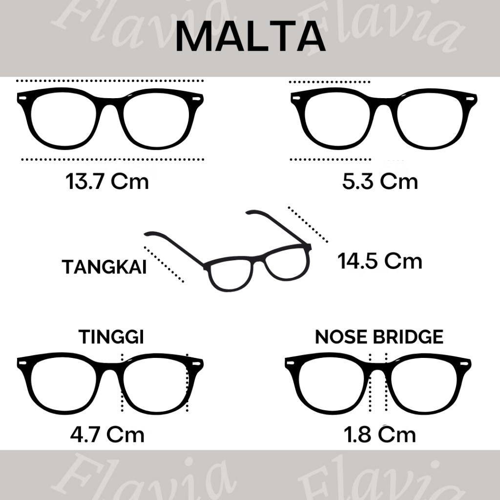 Flavia Eyewear - Kacamata Malta Round Plastic (custom minus, photochromic, blueray, bluechromic dan photobrown)