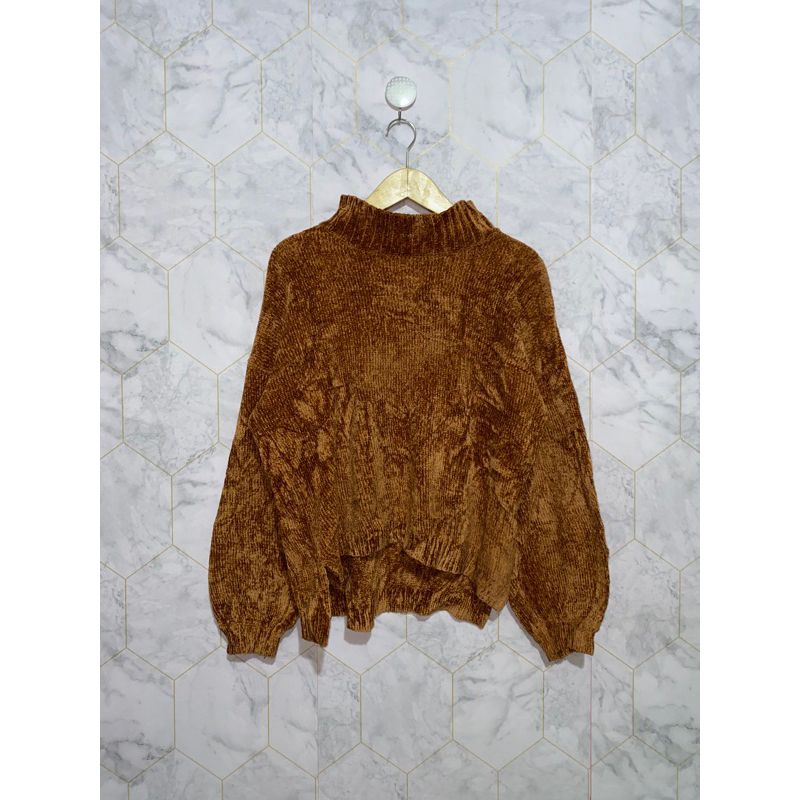 knitwear rajut velvet mate lengan balon